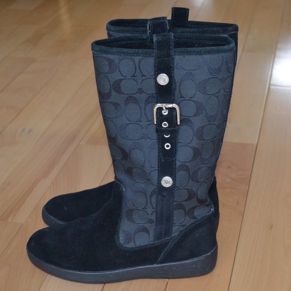 EUC COACH Black Winter Signature Boots - Picture 1 of 6